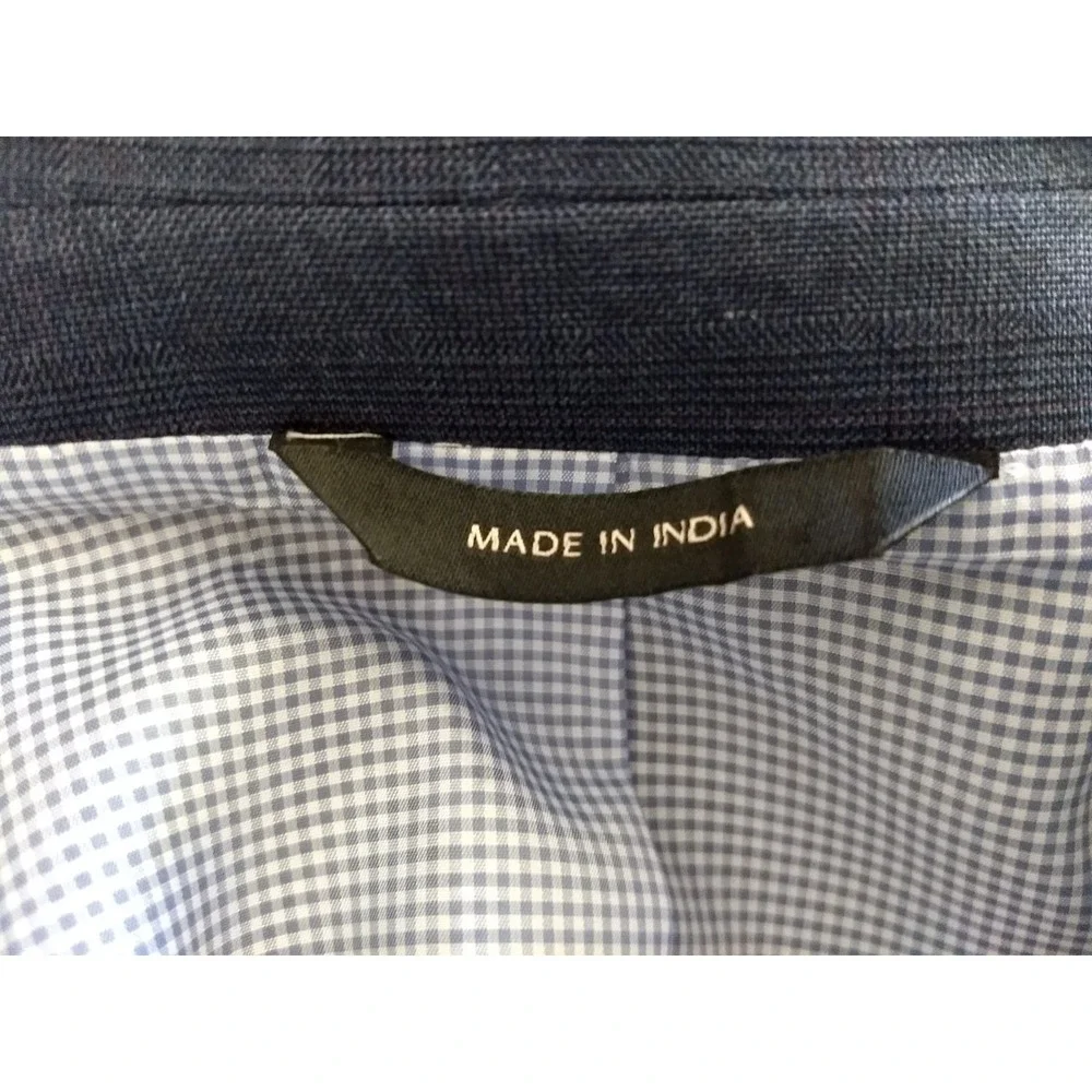 Banana Republic Slim Fit Blazer Men 44R Stretch Jacket Blue Plaid Lined‎ NWOT
